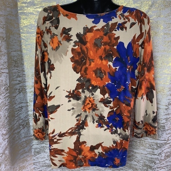 Jones Wear Petite cream floral print sweater size PXL - Picture 6 of 11